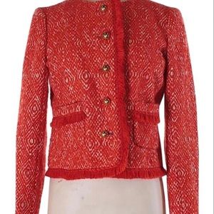 J Crew Corkscrew Red-Orange Tweed Jacket